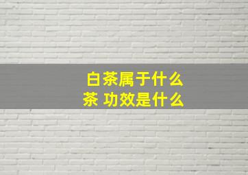 白茶属于什么茶 功效是什么